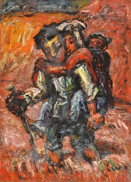 LOT 135罗中立（b.1948），《山村渡河》，布面油画，54.5×39.5cm