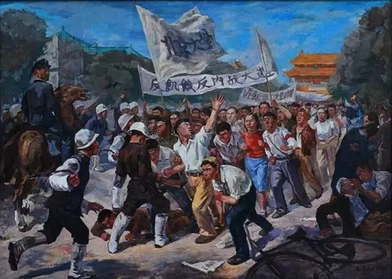 LOT 115冯法祀（1914-2009），《反饥饿反内战游行》，布面油画，1949年，200×144cm