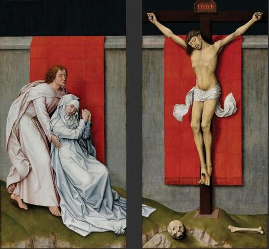 罗吉尔·凡·德尔·维登（Rogier van der Weyden）圣母和圣徒约翰哀悼基督（The Crucifixion， with the Virgin and Saint John the Evangelist Mourning）（大约1460年）