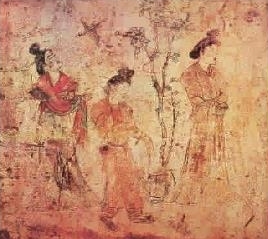 章怀太子墓《观鸟捕蝉图》