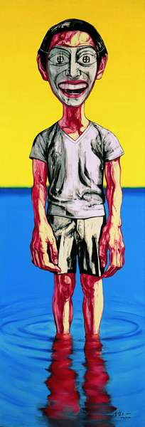 曾梵志 《面具系列》 199.6x69.2cm 布面油画 2000年作