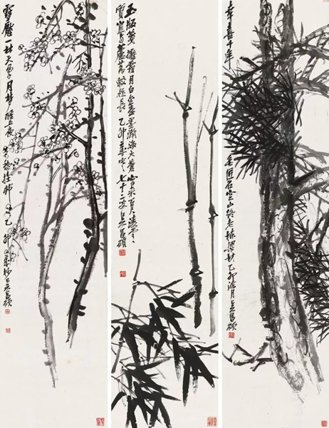 551  吴昌硕 松竹梅（三屏）