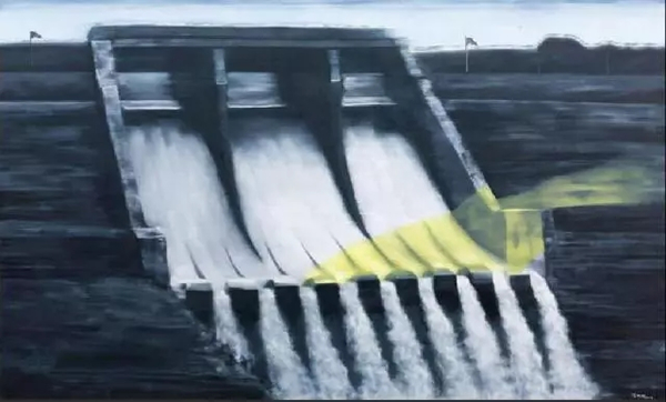 2008年作 里与外—大坝 布面油画   300×500cm