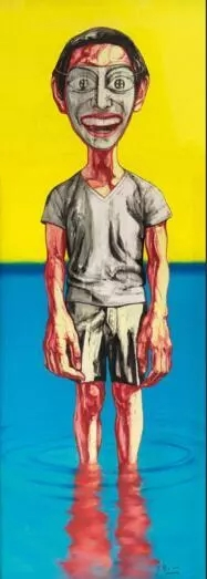 2000年作 面具系列 布面油画 199.6×69.2cm 