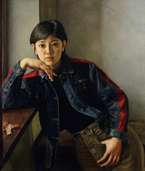 1992年作 窗前 布面油画  80×70cm