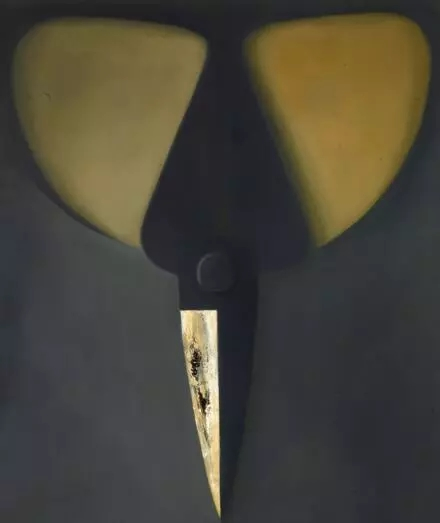 2001年 倒立的黑灰色剪刀 布面 油画 179×149cm