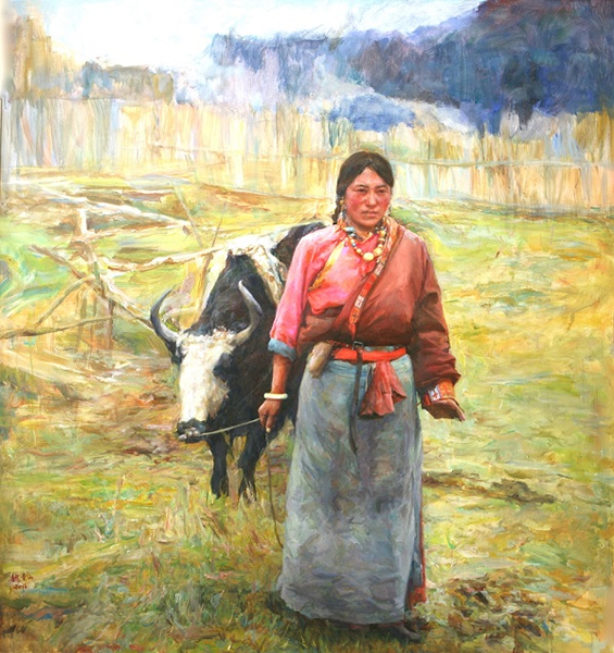 魏景山 《牧女》布面油画  2016年