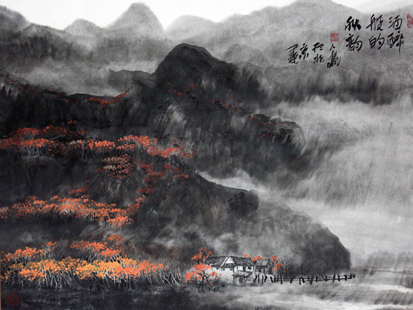 酒醉般的秋韵  中国画  90cmx68cm  刘人岛