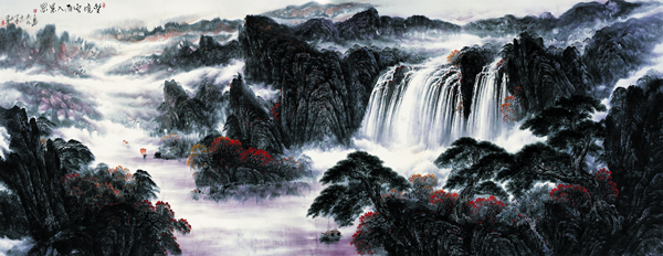 梦境云雨入景思  中国画  191cm×500cm  刘人岛
