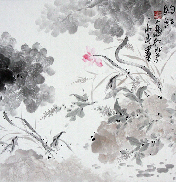约红  中国画  68cmx65cm  刘人岛