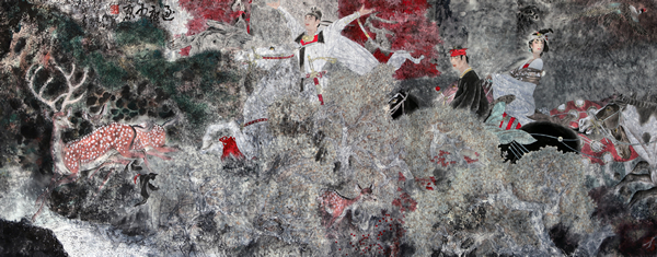 逐鹿中原  中国画 103cmx266.5cm  刘人岛