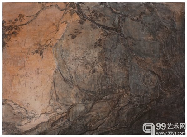 王亚彬《看石窟》 132×180cm 布面综合材料 2015