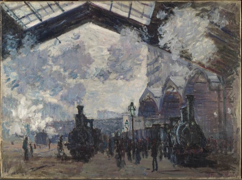 展出作品｜Claude Monet, The Saint-Lazare Railway Station , 1877© The National Gallery, London。​​​​​​​ 图/国家美术馆提供。​​​​​​​