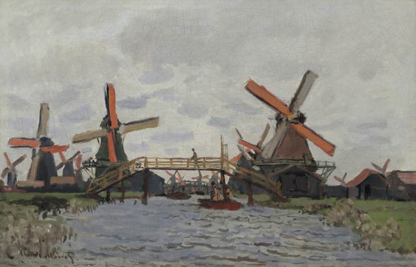 展出作品｜Claude Monet, Windmills near Zaandam , 1871© Van Gogh Museum (Vincent Van Gogh Foundation), Amsterdam。图/国家美术馆提供。​​​​​​​
