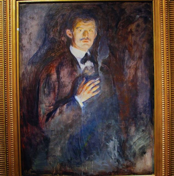 Self-Portrait with Burning Cigarette，Edvard Munch，1895，摄影：苏也