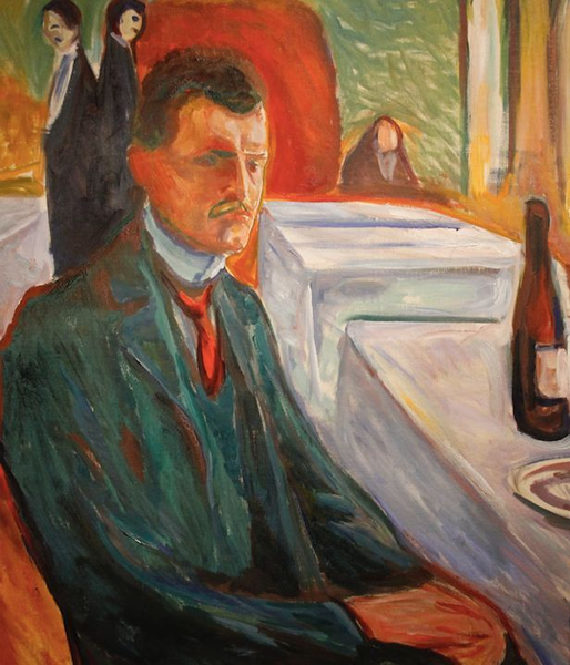 Self-Portrait with a bottle of wine，Edvard Munch，1906，摄影：苏也