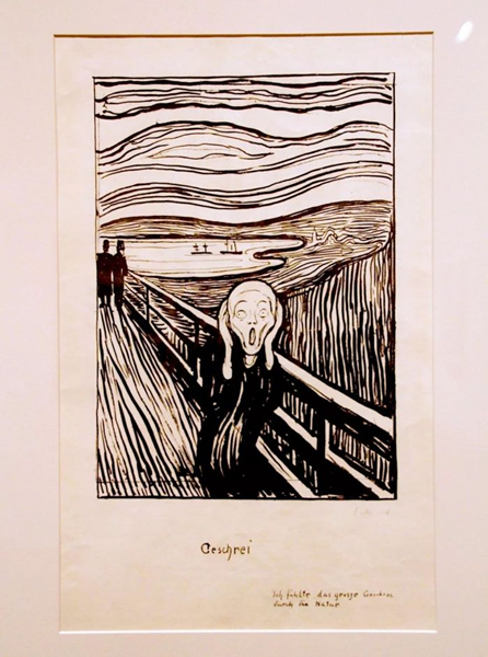 Edvard Munch 《呐喊》版画，1895，展览现场，摄影：苏也