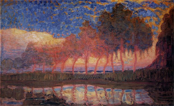蒙德里安 - Peupliers rouges au couchant, 1908