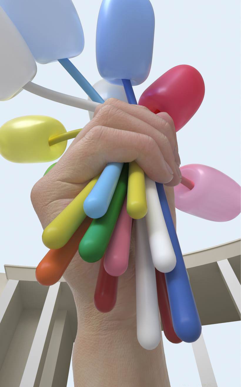 《郁金香花束》雕塑模拟示意图。JEFF KOONS，Bouquet of Tulips，2016 © Jeff Koons. Courtesy Noirmontartproduction.图/ Noirmontartproduction提供