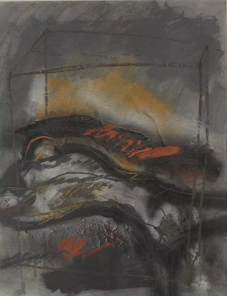 赵葆康 墓碑系列21号 水墨、丙烯、宣纸 60×48cm 1989