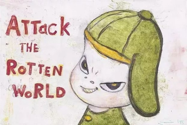 奈良美智《Attack the Rotten World》，1995年