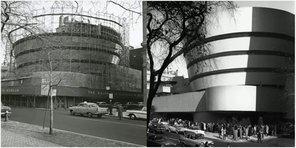 左图为1959年建设中的古根海姆（ Photo: William H.Short）