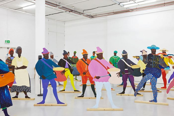 Lubaina Himid，《命名金钱》（Namingthe Money），2014（细节）。图片：Stuart Whipps，courtesy the artist, Hollybush Gardens and National Museums Liverpool，International Slavery Museum。 Navigation Charts installation view...