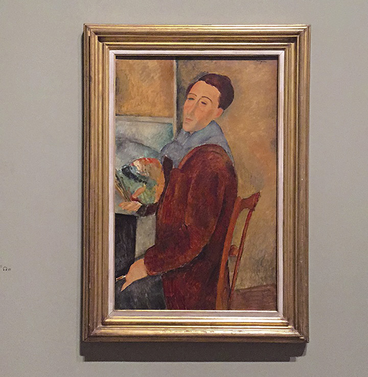 莫迪里亚尼《Self-Portrait》．1919．巴西圣保罗大学当代艺术博物馆。（摄影／蓝文钰）