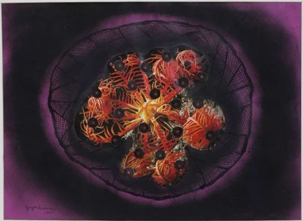 Yayoi Kusama, Flower, 1975. Collage with pastel, ink, fabric on paper. 39.8 x 54.3 cm