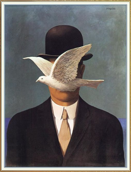 《戴圆礼帽的男人》A man in bowler hat ，René Magritte，1964