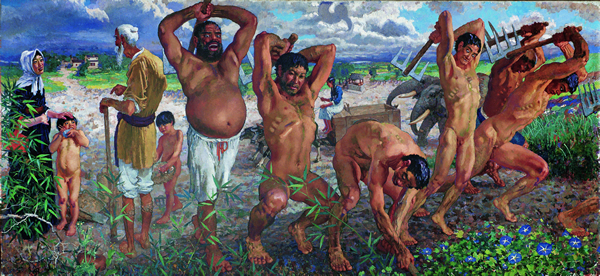 《愚公移山》1940年 231x462cm 油彩布本 徐悲鸿纪念馆藏