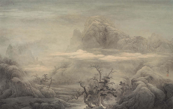 　范民峰 溪山白云 90.5×144cm 纸本设色