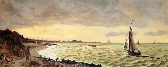 巴齐耶《圣阿德海斯的海滩》，布面油画，1865年