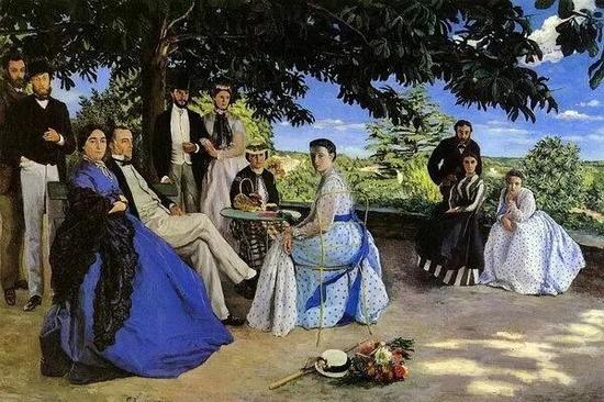巴齐耶《家庭聚会》，布面油画，1867年