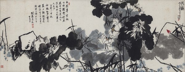 崔如琢与刘海粟合作 《清秋》 140x359cm 1983年