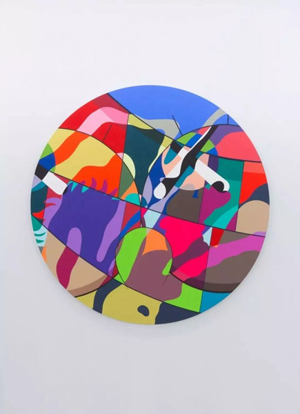 KAWS《NTY》,布面丙烯,直徑213.4cm,2018年
