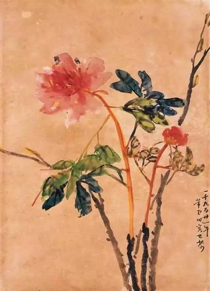 常玉，牡丹，1921。这也是艺术家现存最早的画作。
