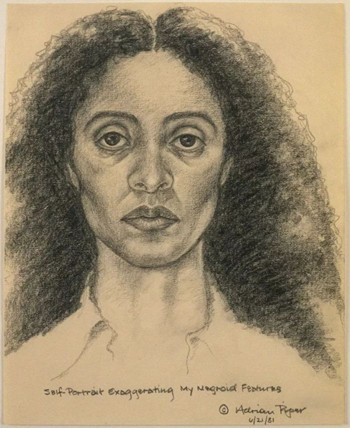 Adrian Piper. Self-Portrait Exaggerating My Negroid Features. 1981. Pencil on paper. 10 × 8 in. (25.4 × 20.3 cm).