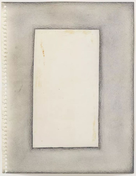 Drawings about Paintings and Writings about Words #5. 1967. Pencil and charcoal on notebook paper.