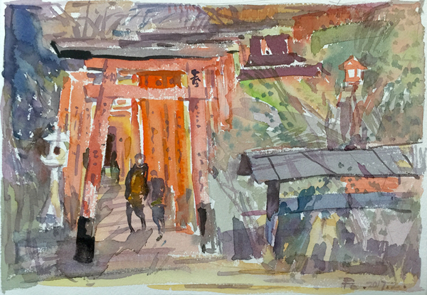 伏见稻荷大社（水彩）21x30.5cm