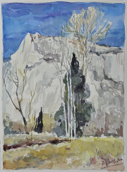 优胜美地小景（水彩）31x23cm