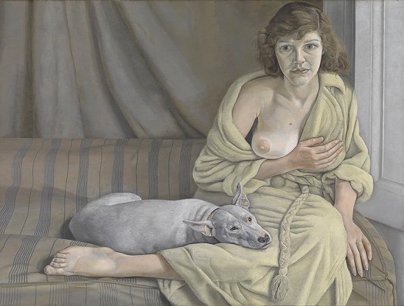 弗洛伊德作品《女孩和白狗》（1950-51）  图片来源：Tate