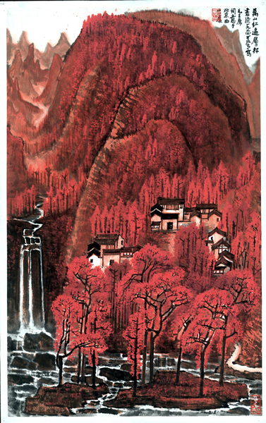 李可染 《万山红遍》 纸本水墨设色 79.6x49.2cm 1964年