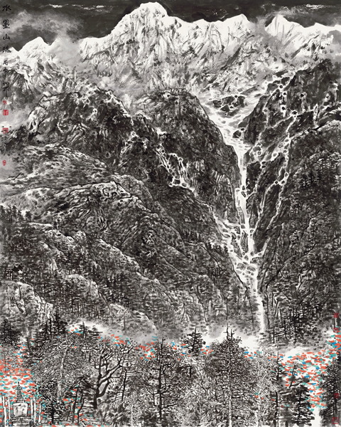 李小可《水墨山魂》  纸本水墨设色250x203cm  2016年