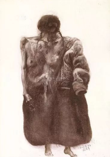 周春芽  藏族女子 纸本炭笔 118.5×84.5cm 1988年