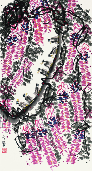 周天黎 《紫气芳华 》180cm  x  95cm 2013年