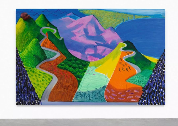 戴维?霍克尼（David Hockney）《太平洋海岸公路与圣塔莫尼卡》