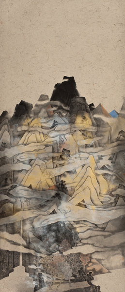 王秋人 吉祥云中 纸本重彩 250×120cm  2012