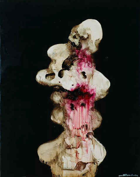 苏州太湖石，2000年，布面油画，150×120cm。