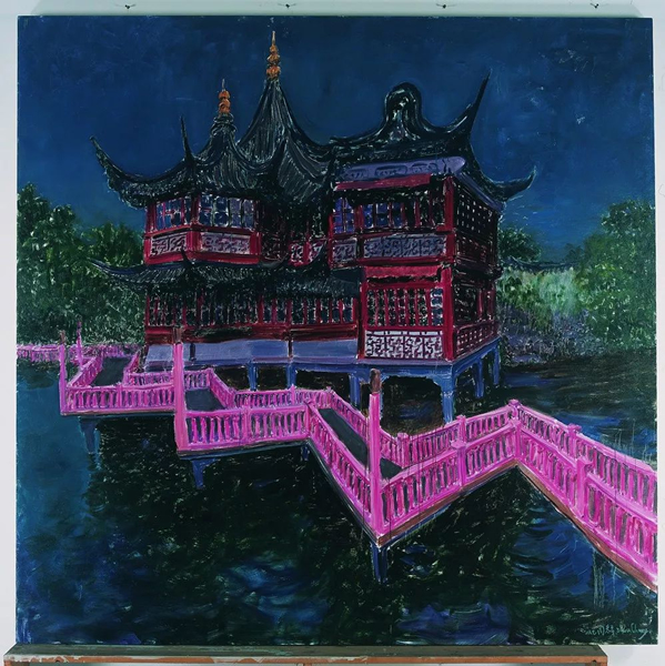 周春芽 豫园五景之五，布面油画，2012年，272x275cm。